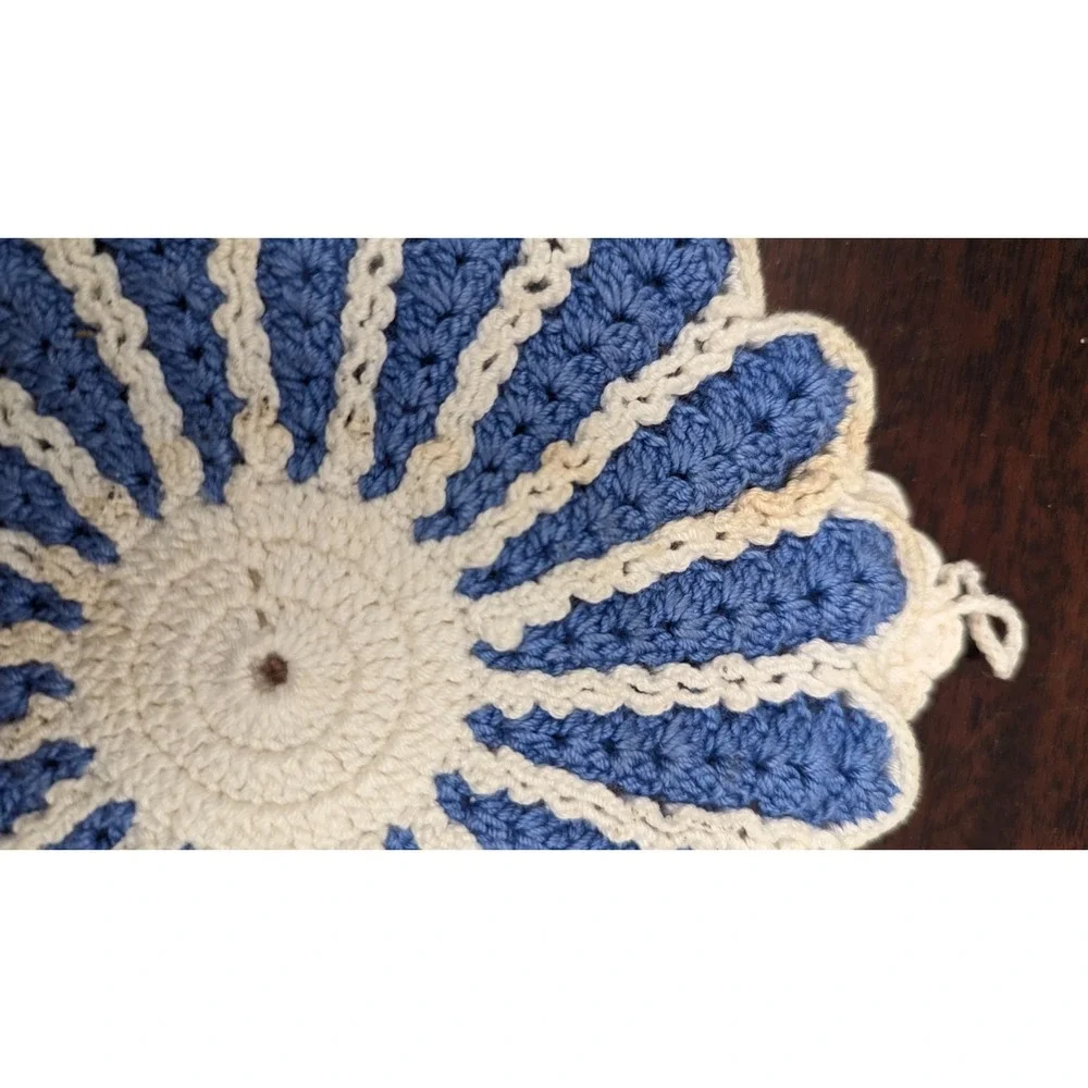 Vintage Handmade Crochet Potholders Lot of 3 Farmhouse Cottage Kitchen